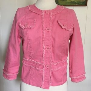 petite pink denim jacket
